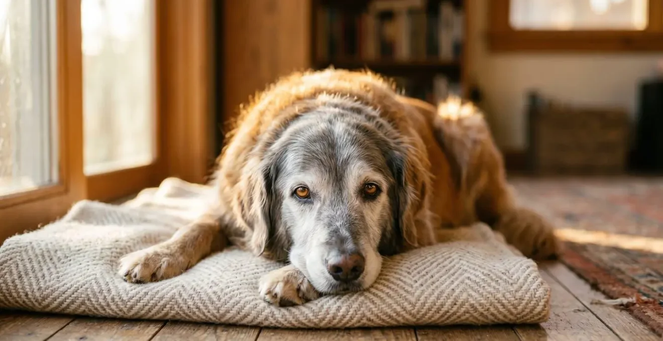 Chien senior en bonne santé profitant d'un moment de détente paisible