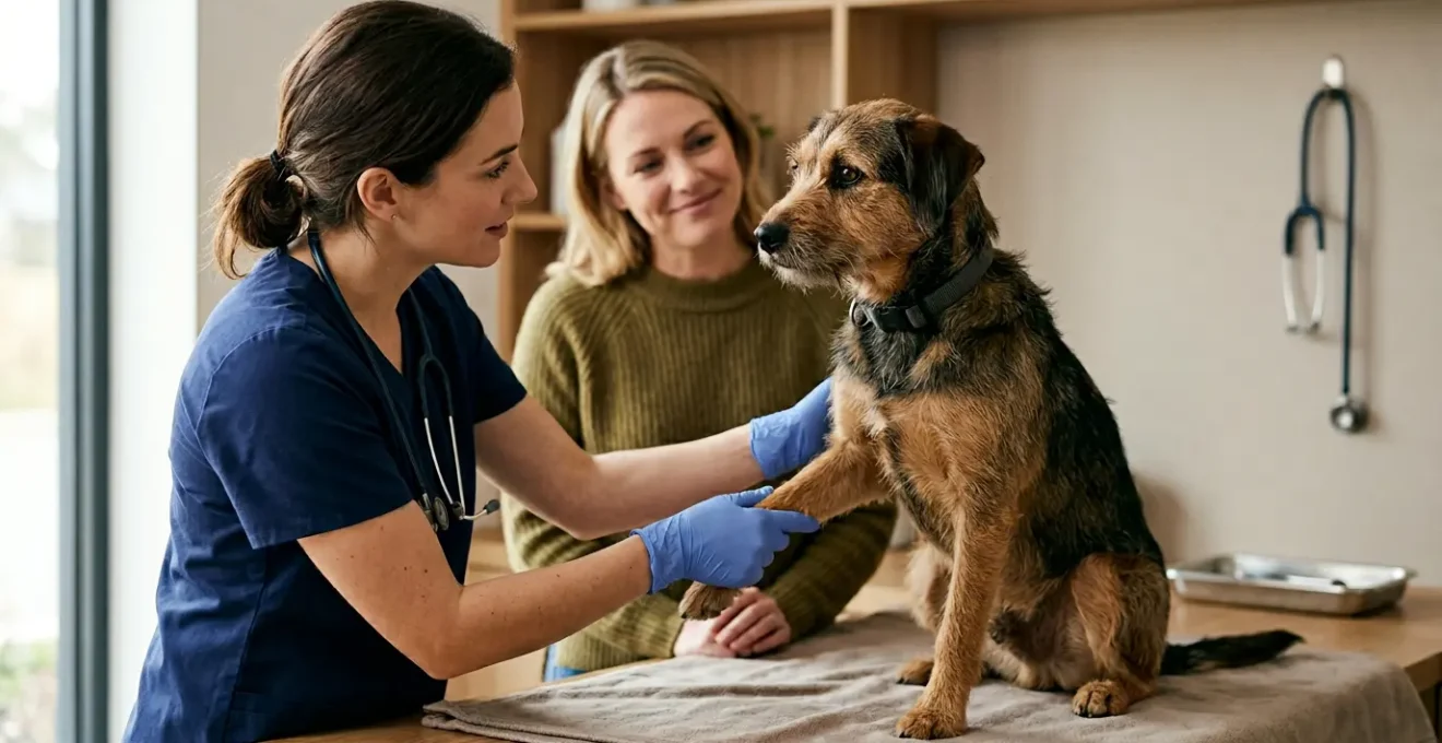 Adoption responsable d'un chien de refuge avec examen vétérinaire