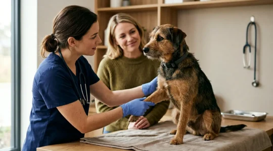 Adoption responsable d'un chien de refuge avec examen vétérinaire