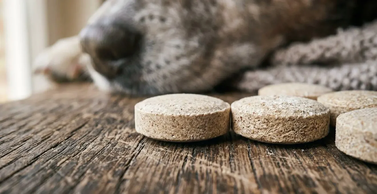 Chien senior recevant des soins articulaires préventifs à domicile