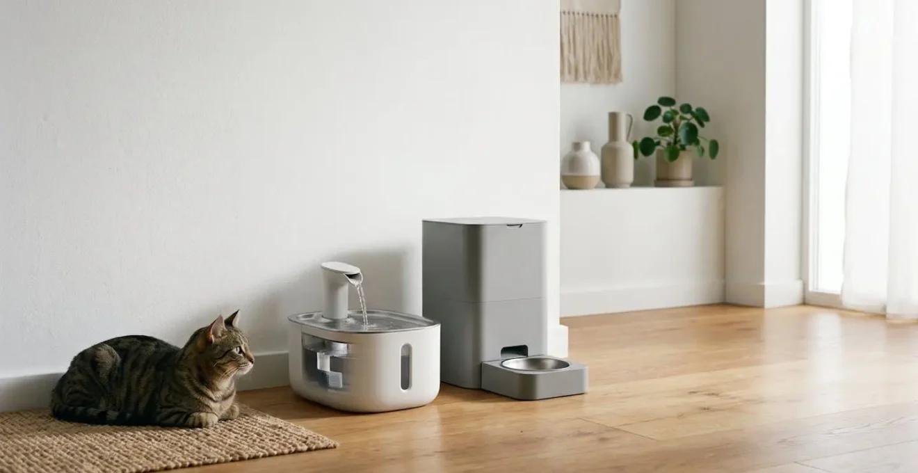 Écosystème d'accessoires connectés pour chat contrôlés par puce électronique