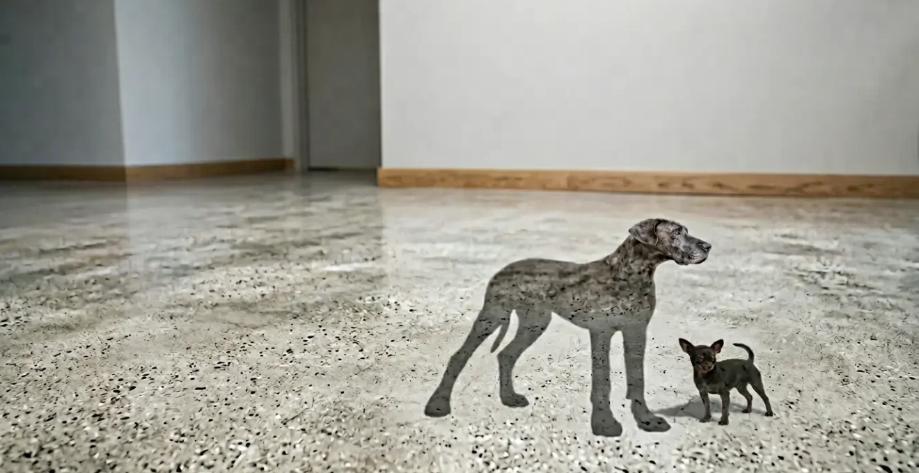 Comparaison visuelle entre un grand chien et un petit chien illustrant les différences de taille et de risques de santé