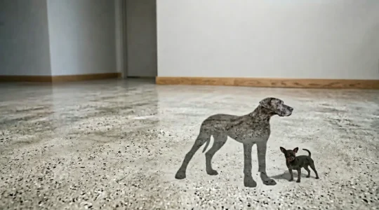 Comparaison visuelle entre un grand chien et un petit chien illustrant les différences de taille et de risques de santé