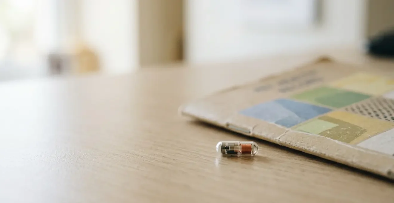 Gros plan sur une puce électronique d'identification animale posée à côté d'un carnet de santé, symbolisant les obligations d'assurance pour animaux